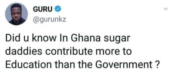 Sugar daddies in Ghana contribute more to the educational system than Government – Guru 14
