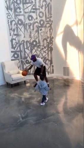 Davido plays basketball with daughter Hailey in LA 15