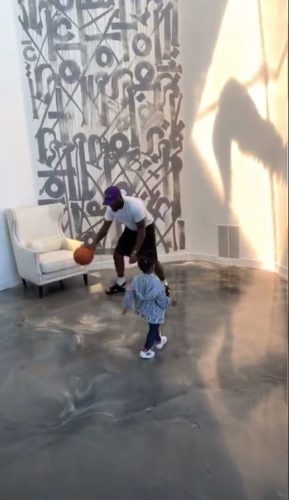 Davido plays basketball with daughter Hailey in LA 16