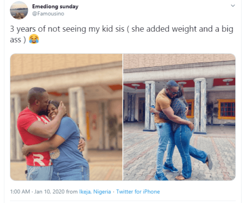 People react to photo of a man hugging his sister after reuniting with her after 3 years 18