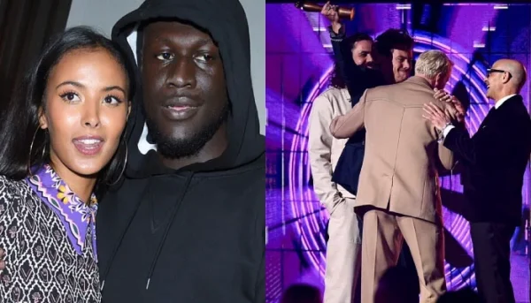 Harry Styles attempts to smash Brits trophy on producer's head after his joke on Stormzy and Maya Jama 5