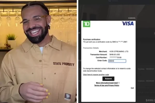 Drake's credit card declines during live stream while rocking yellow 'tips' 5