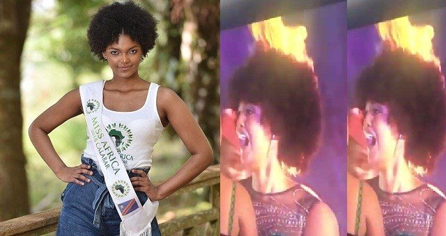 Beauty Queen’s wig catches fire after being crowned Miss Africa 2018 1