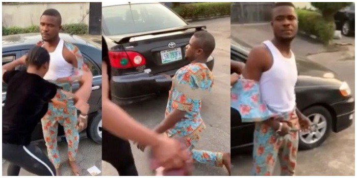 Lady punishes Taxi driver who tried to steal her iPhone 8; asks him to crawl on the road, then rips his clothes (Video) 39