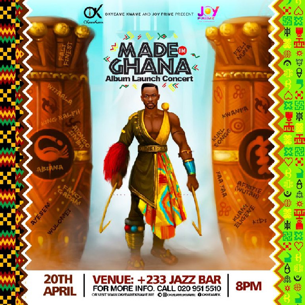 Okyeame Kwame to launch ‘Made in Ghana’ album on April 20 at +233 Bar 25