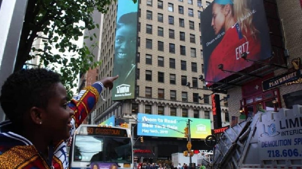 DJ Switch’s face appears on a billboard in New York Times Square 24