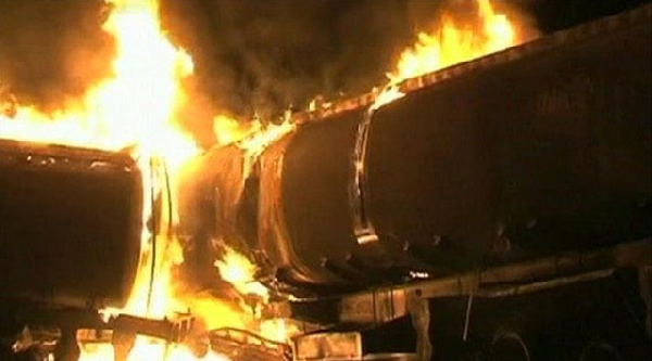 Driver, mate set fuel tanker ablaze 5