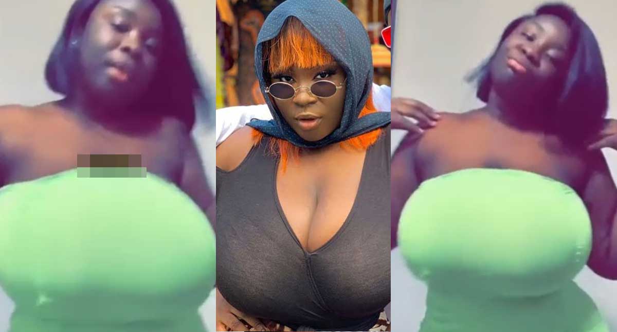Actress Maame Serwaa causes confusion on the internet with her huge ‘melons’ 1