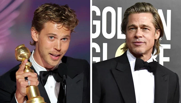 Austin Butler gives shoutout to costar Brad Pitt during Golden Globes 2023 speech 10