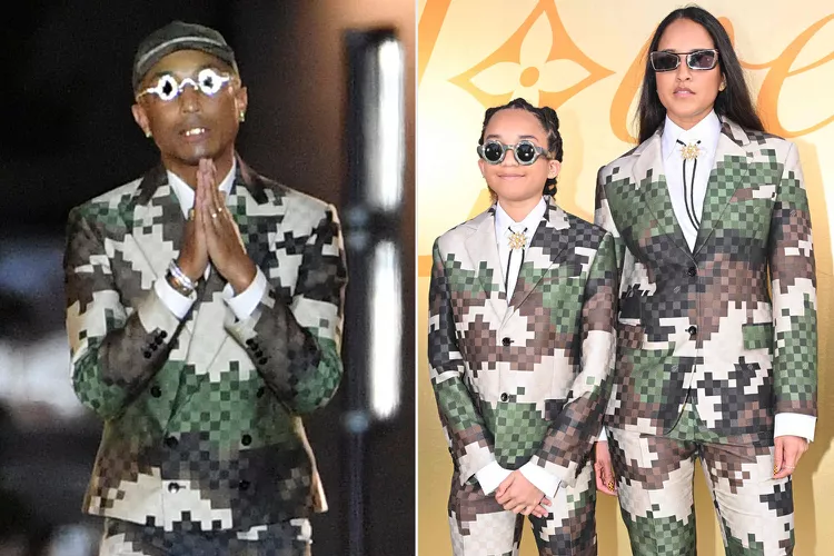 Pharrell Supported By All Four Kids at His First Louis Vuitton Show