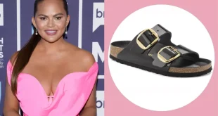 LIFESTYLE FASHION Chrissy Teigen Keeps Wearing These Birkenstock Sandals with Dresses and Leggings