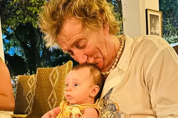 Rod Stewart Gives a Kiss to 10-Week-Old Baby Grandson Otis in Sweet New Photo: 'Papa Stew'