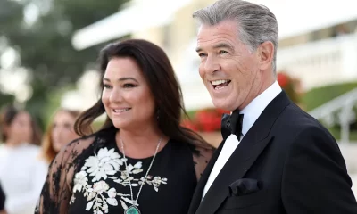 Pierce Brosnan's wife Keely Shaye Brosnan, 60, wows in slinky sequin dress as she snuggles up with husband 68