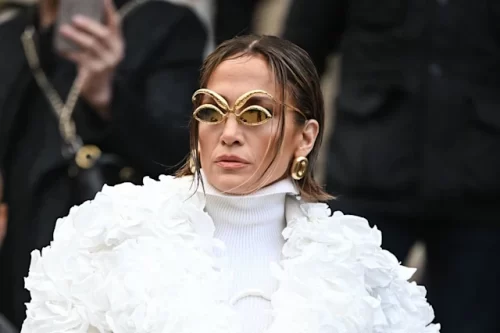 Jennifer Lopez attends the Schiaparelli Haute Couture Spring/Summer 2024 show as part of Paris Fashion Week on January 22, 2024 in Paris, France
